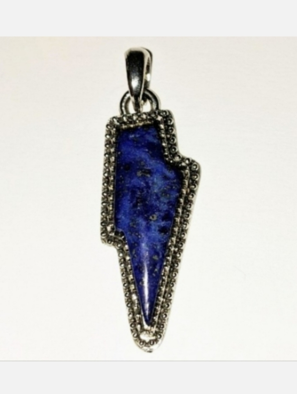 Lapis Lazuli Gemstone Lightning Bolt Pendant Necklace